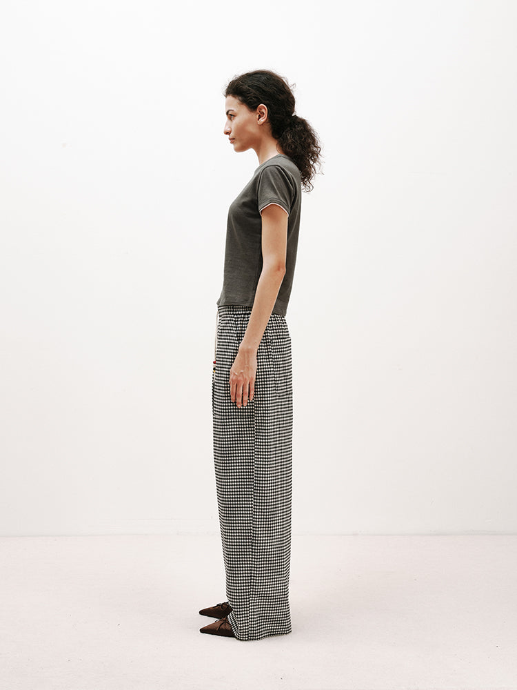 Black and White Plaid Casual Pants