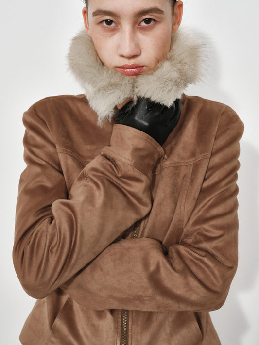 Slim-Fit Faux Suede Jacket