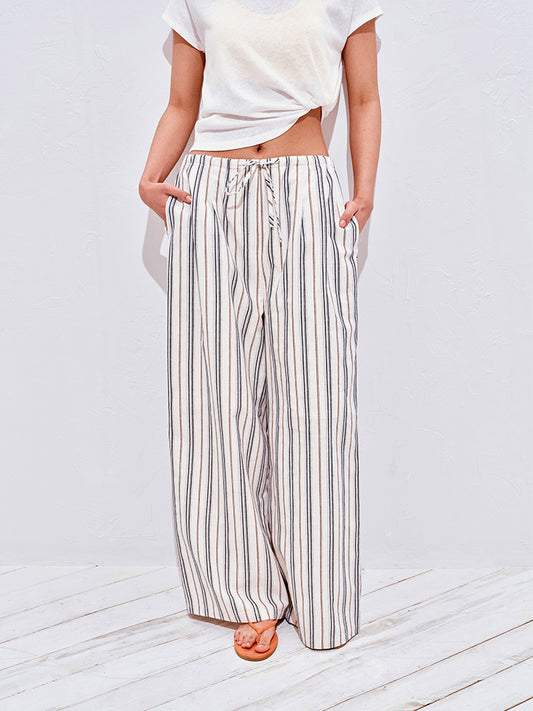 Striped Wide-Leg Casual Pants
