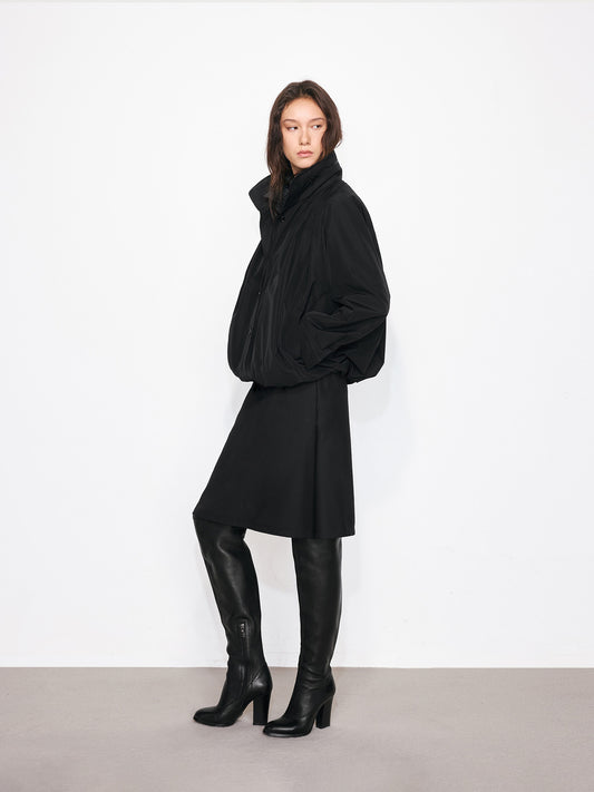 Hidden Hood Pleated Jacket