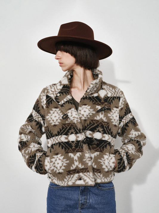 Fair Isle Fleece Short Jacket