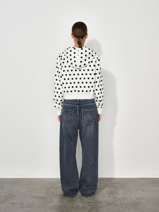 Dot hooded sweatshirt jacket