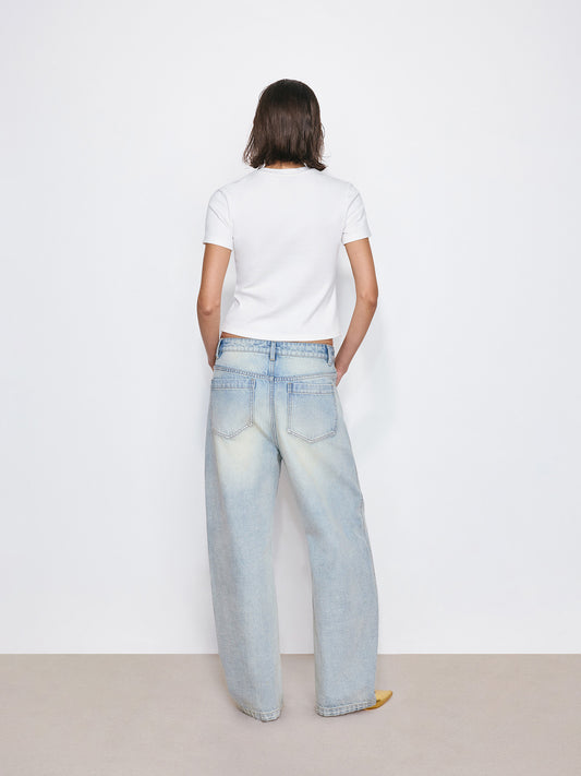 Light Wash Curved Cut Jeans
