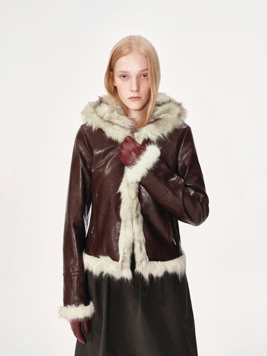 Fitted Hooded Faux Fur Coat