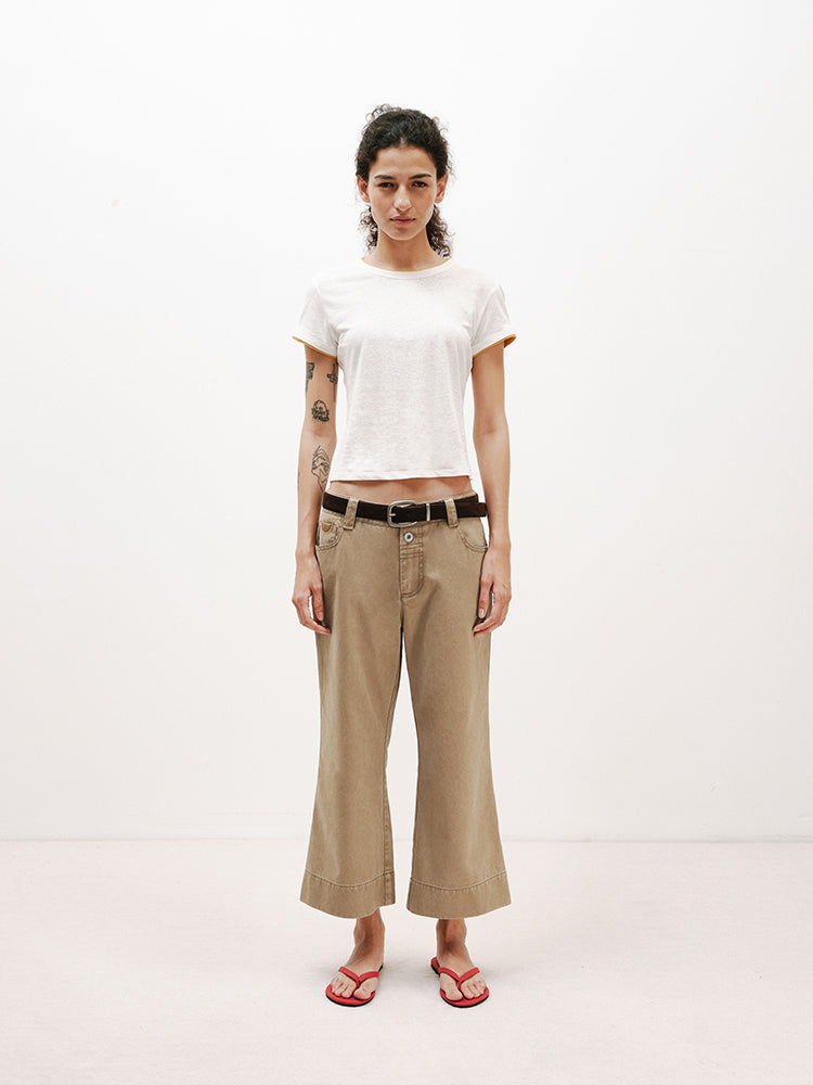 Washed Cropped Flared Pants