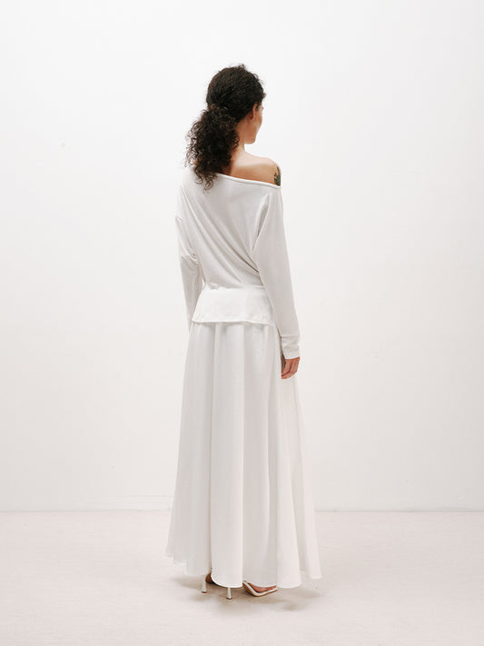 Asymmetrical Shoulder Long Dress