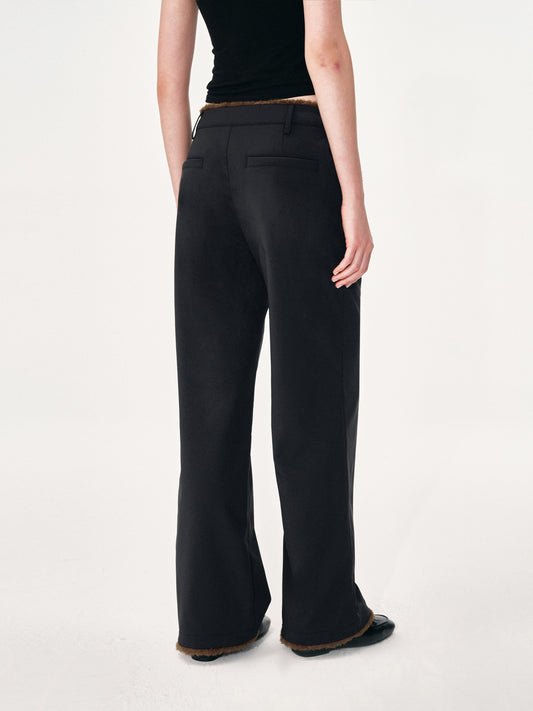 Nylon and Faux Fur Paneled Trousers