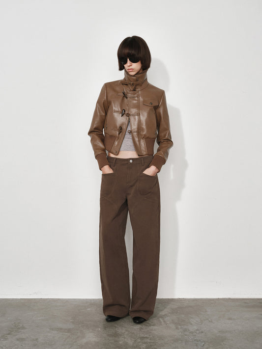 Short Lapel Leather Jacket