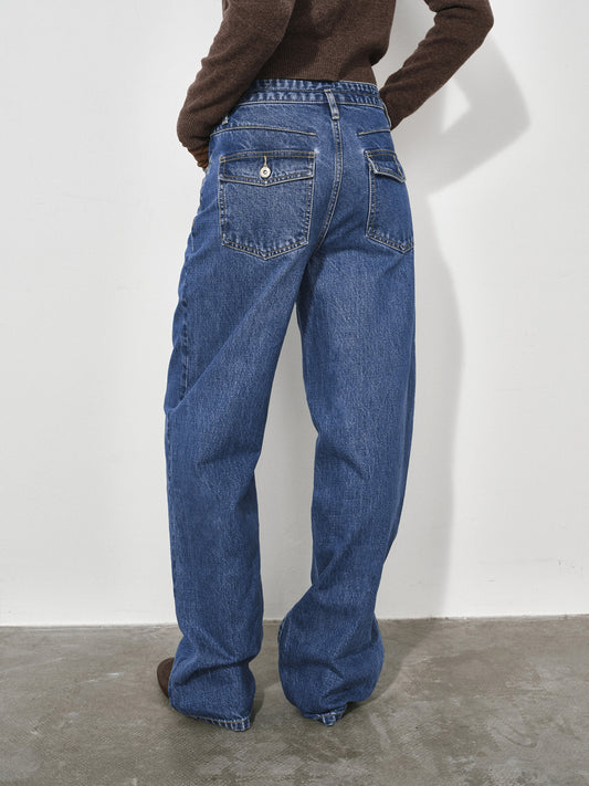 Wide, Straight-Leg Non-Stretch DenimJeans