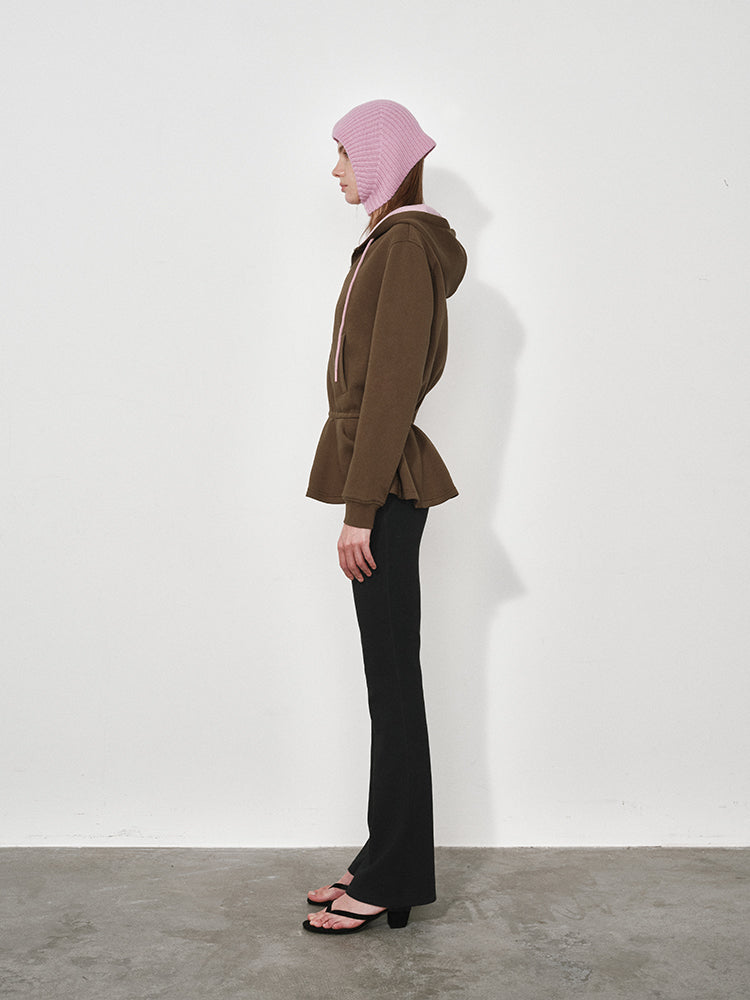 Fishtail Hem Hooded Cardigan Sweatshirt