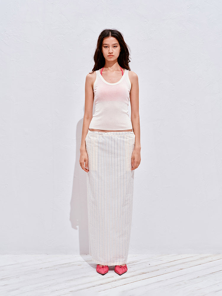 Reversible Striped Midi Skirt