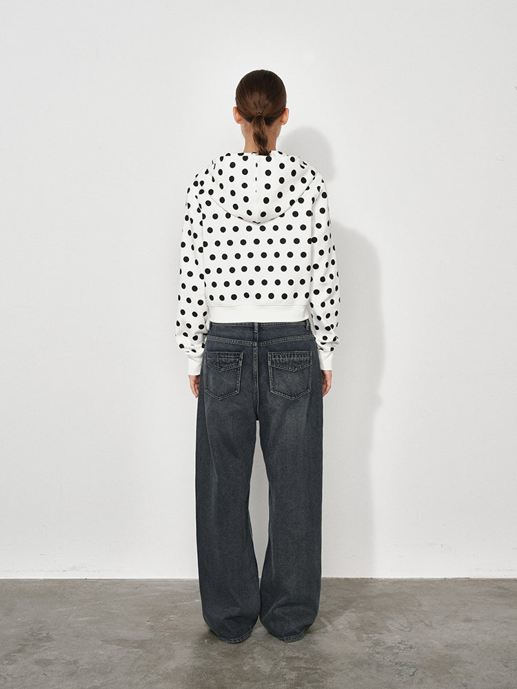 Dot hooded sweatshirt jacket