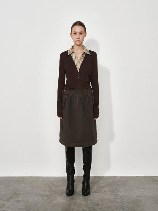 Double-Waistband Midi Skirt