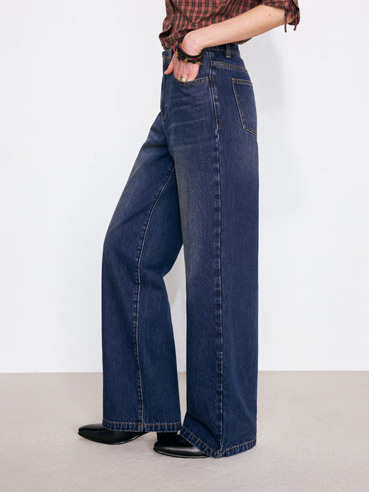 Heavy Wash Indigo Denim Jeans