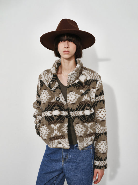 Fair Isle Fleece Short Jacket