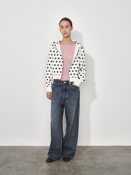 Dot hooded sweatshirt jacket