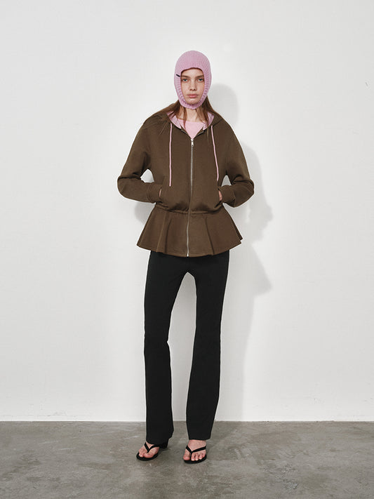 Fishtail Hem Hooded Cardigan Sweatshirt