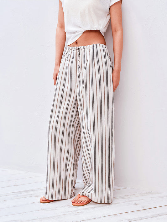 Striped Wide-Leg Casual Pants