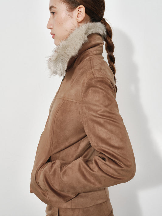 Slim-Fit Faux Suede Jacket