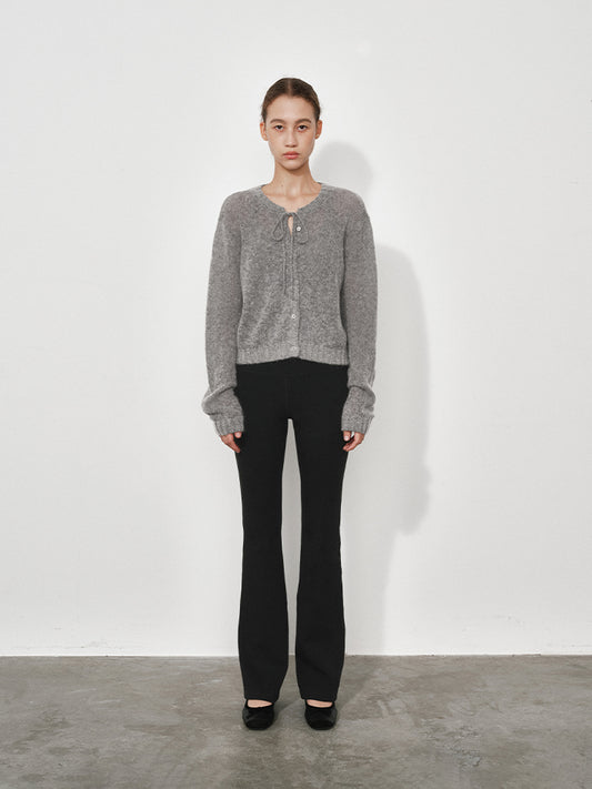 Semi-Sheer Wool-Blend Knit Tie-Front Cardigan