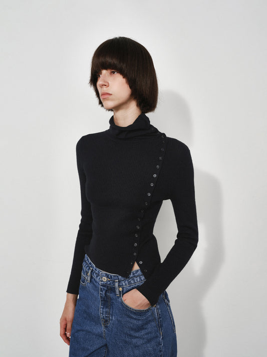 Asymmetric Placket Wool Base Layer