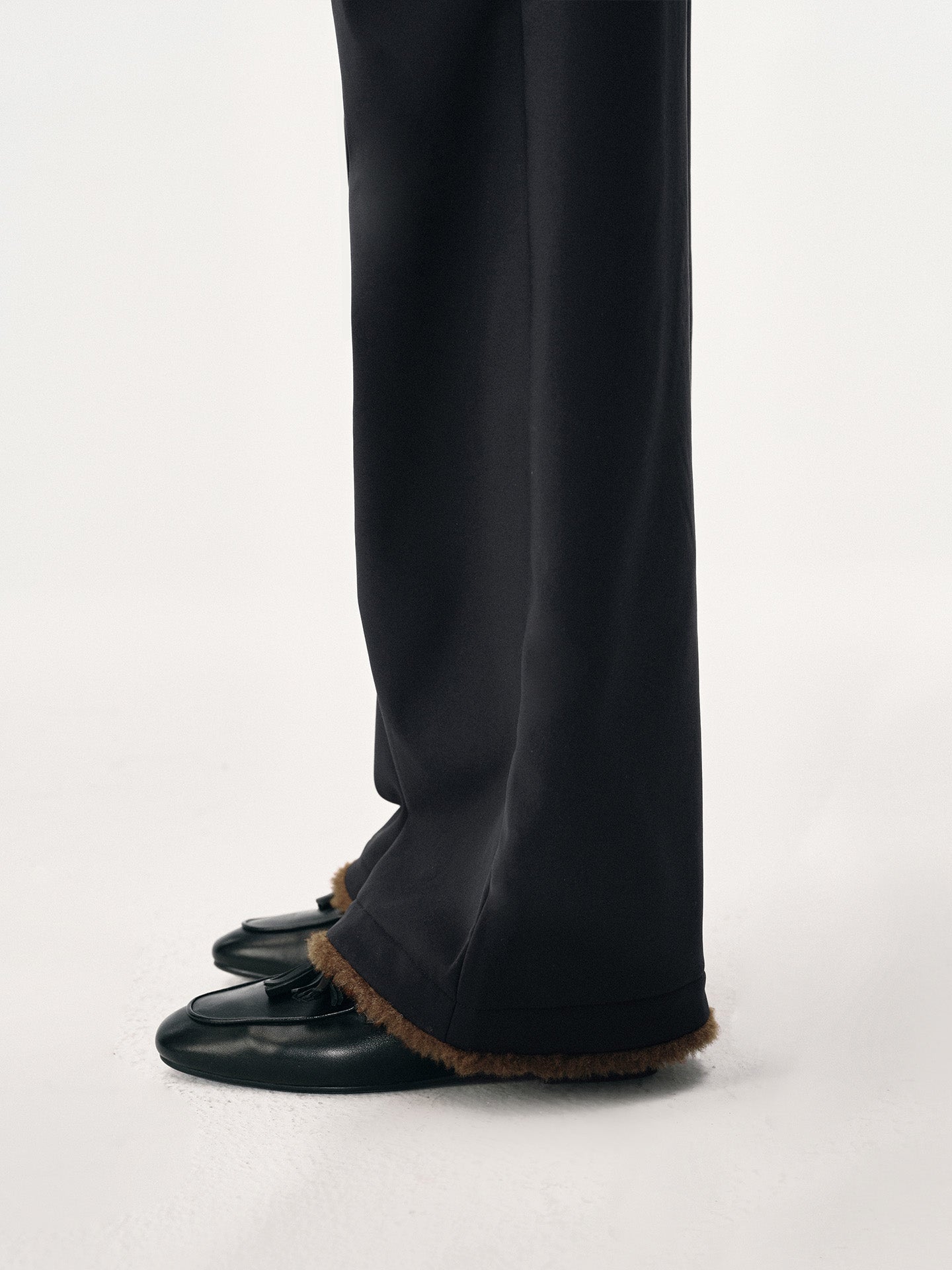 Nylon and Faux Fur Paneled Trousers