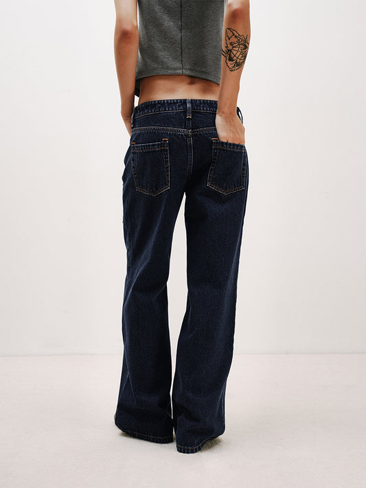 Deep Sea Blue Washed Straight-Leg Jeans