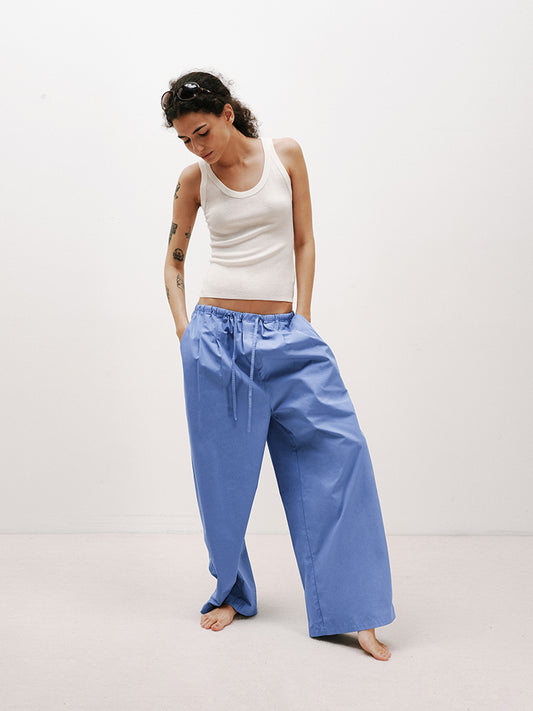 Cobalt blue Cotton Baggy Trousers