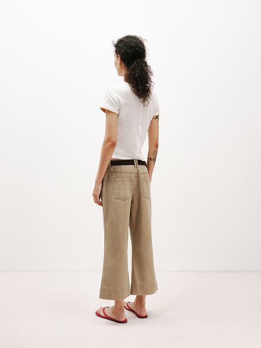 Washed Cropped Flared Pants