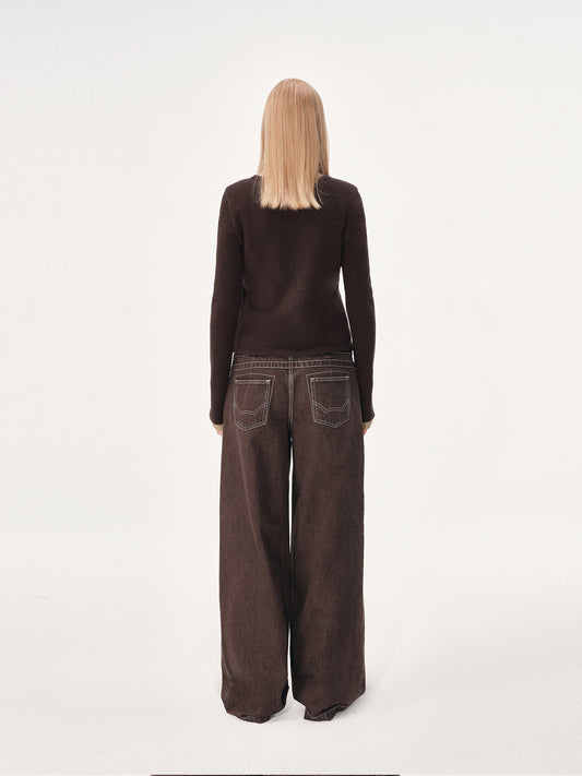 Color-block V-neck top