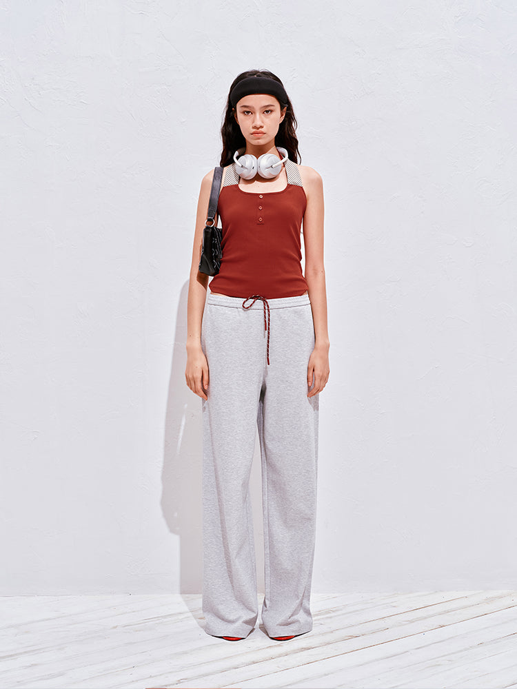 Checkered tie-back halter top