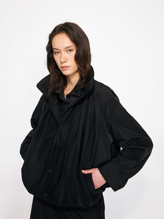 Hidden Hood Pleated Jacket