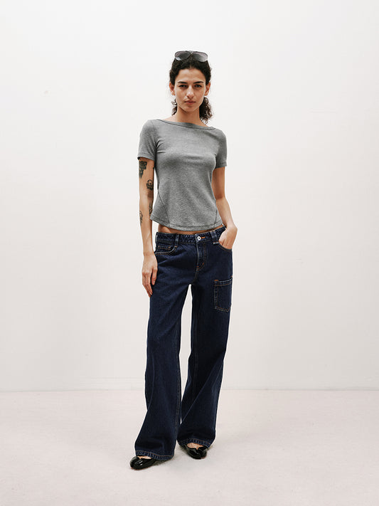 Deep Sea Blue Washed Straight-Leg Jeans
