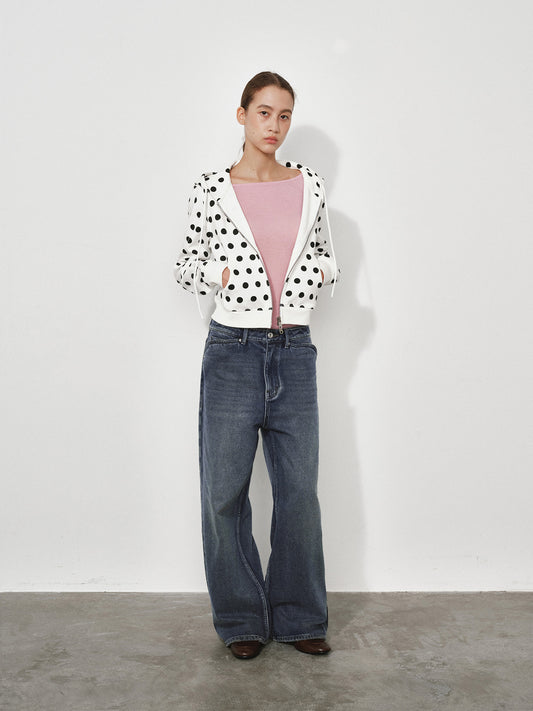 Dot hooded sweatshirt jacket