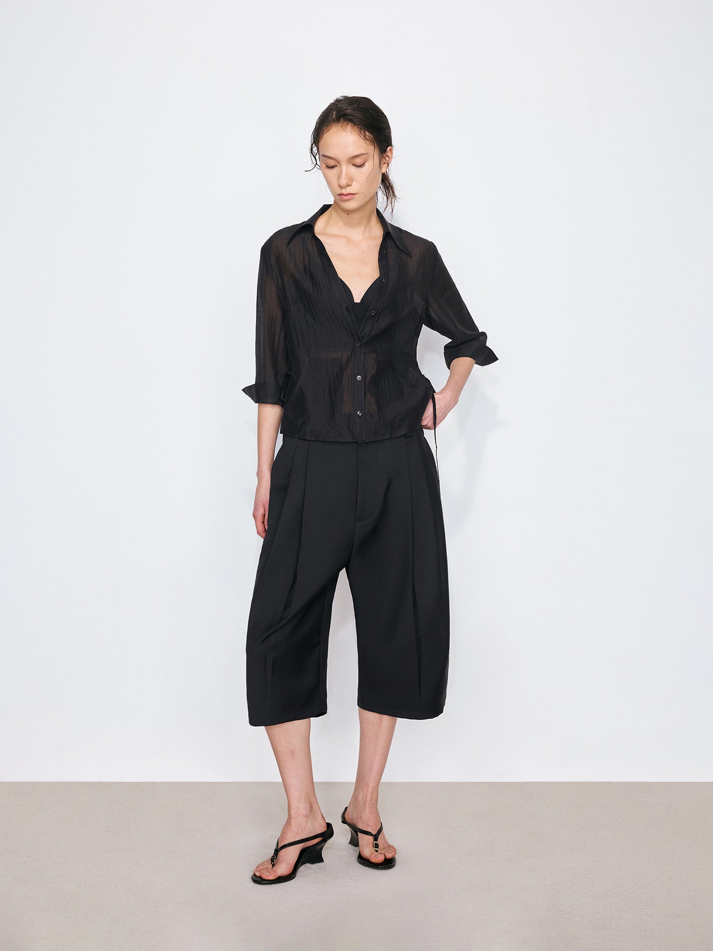 Sheer Tie Waist Shirt