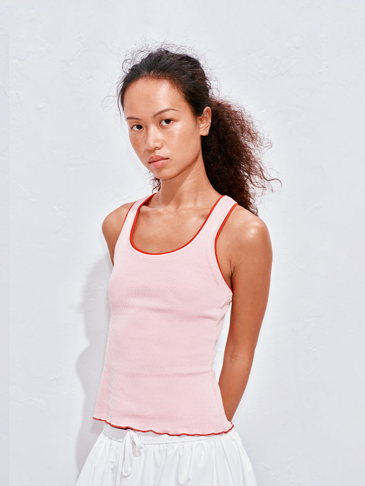 Contrast-Trim Stretch Tank Top