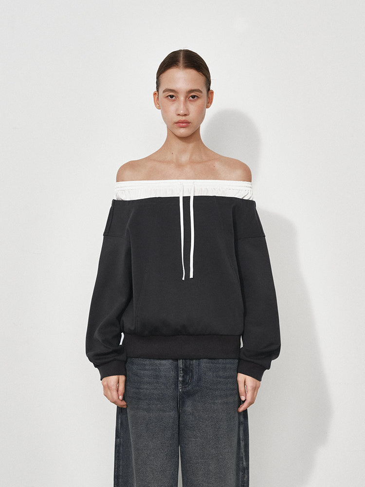Color-Block Boat Neck Sweatshirt