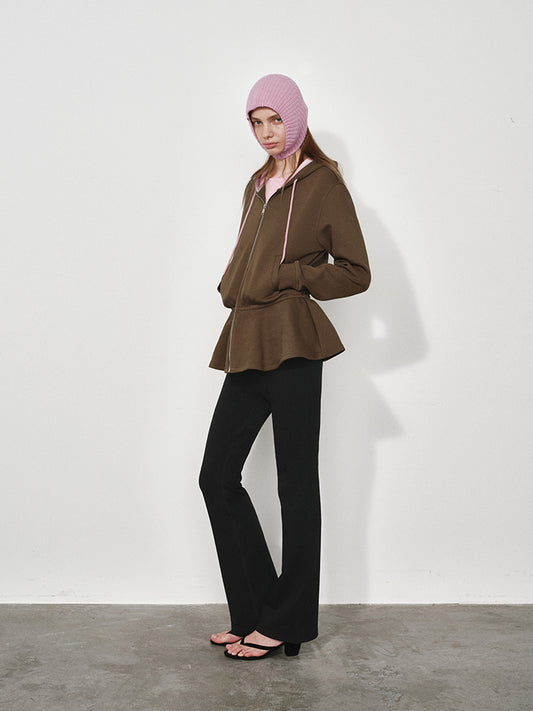 Fishtail Hem Hooded Cardigan Sweatshirt