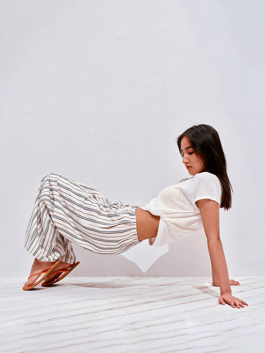 Striped Wide-Leg Casual Pants