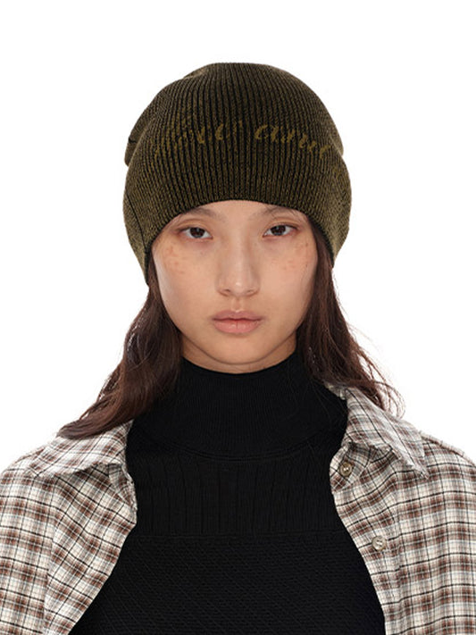 Printed knitted beanie