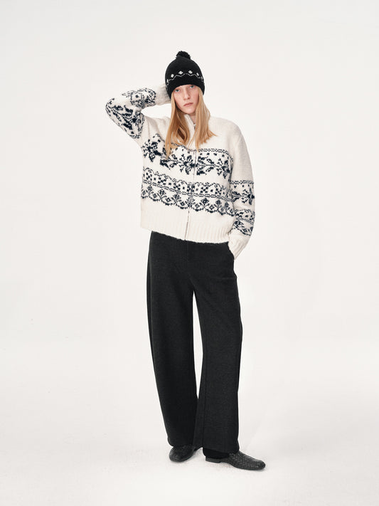 Jacquard Wool Cardigan