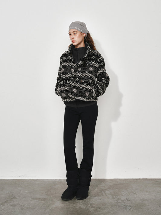 Fair Isle Fleece Short Jacket