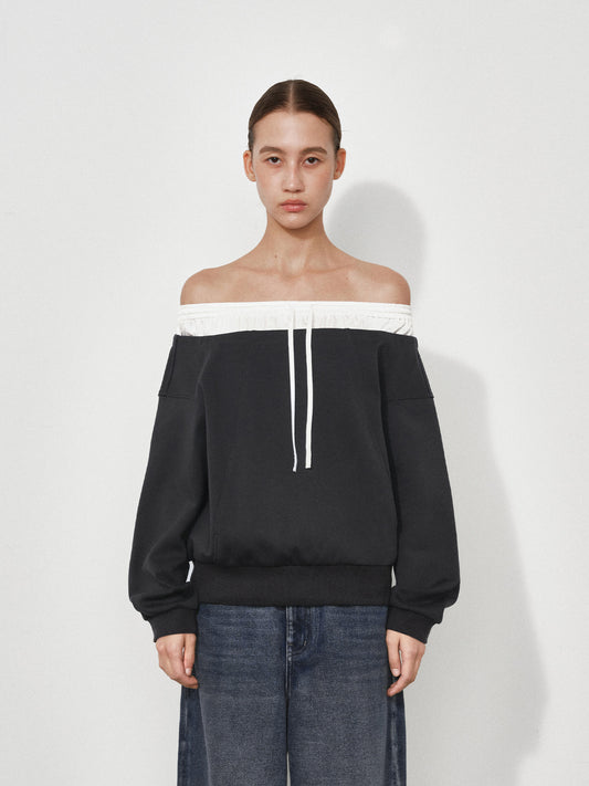 Color-Block Boat Neck Sweatshirt