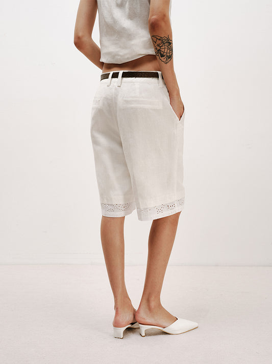 Linen-TENCEL Bermuda Shorts