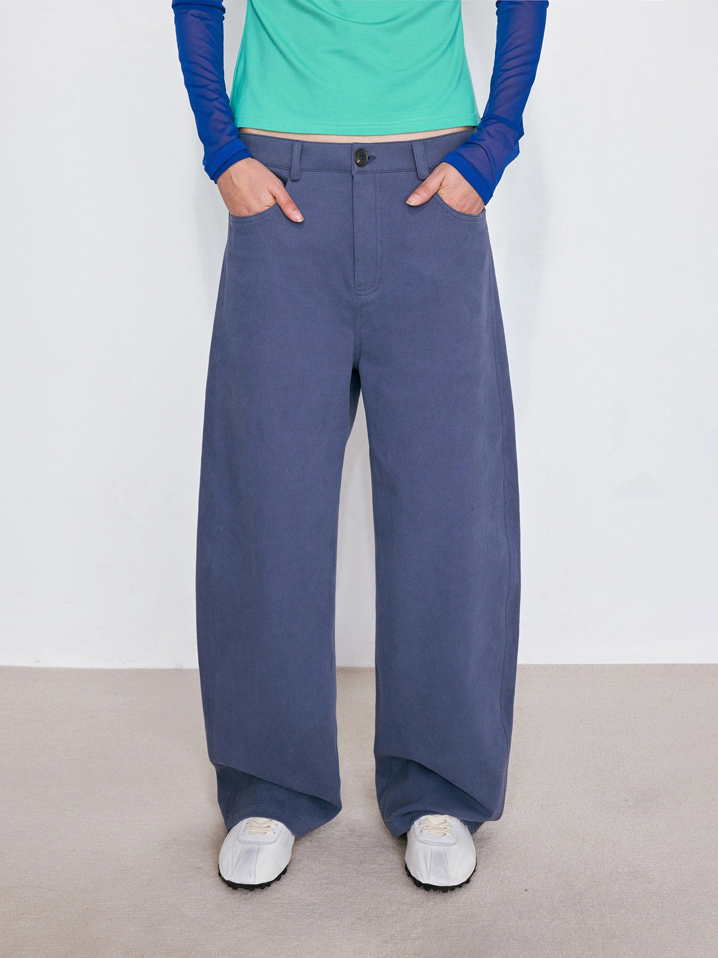 Vintage Blue Washed Curved Leg Pants