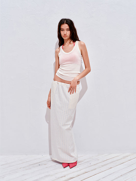 Reversible Striped Midi Skirt