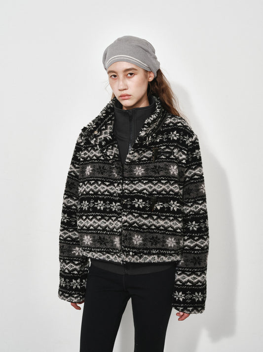 Fair Isle Fleece Short Jacket