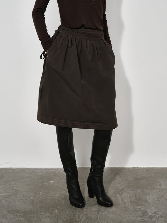 Double-Waistband Midi Skirt