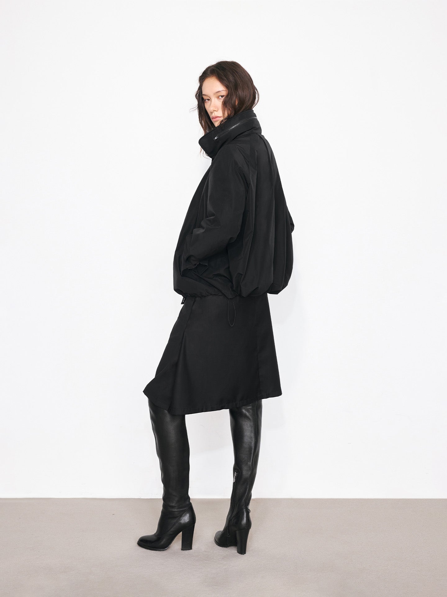 Hidden Hood Pleated Jacket