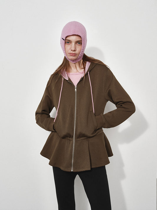 Fishtail Hem Hooded Cardigan Sweatshirt